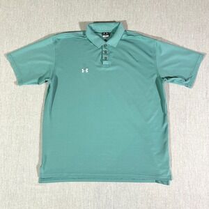 Under Armour Polo Shirt Men's Large Teal Green Short Sleeve Performance Golf